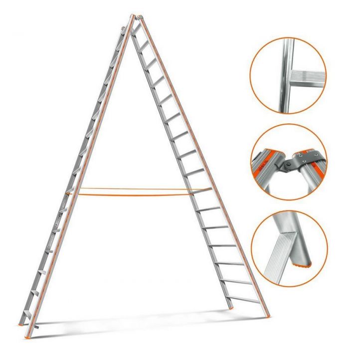  Двухсекционная лестница-стремянка Эйфель Комфорт-Профи 216