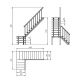  Деревянная межэтажная лестница ЛЕС-05 универсальная (поворот 90 градусов)