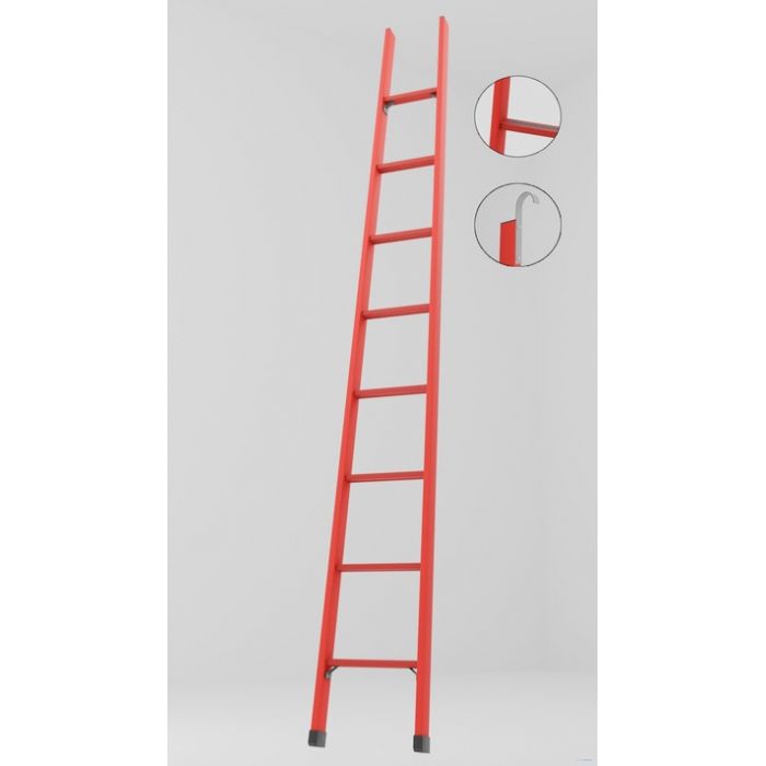 ЛСП-3,0АК лестница стеклопластиковая приставная, абразивное покрытие ступеней, крюки h=3000мм, ступ.8
