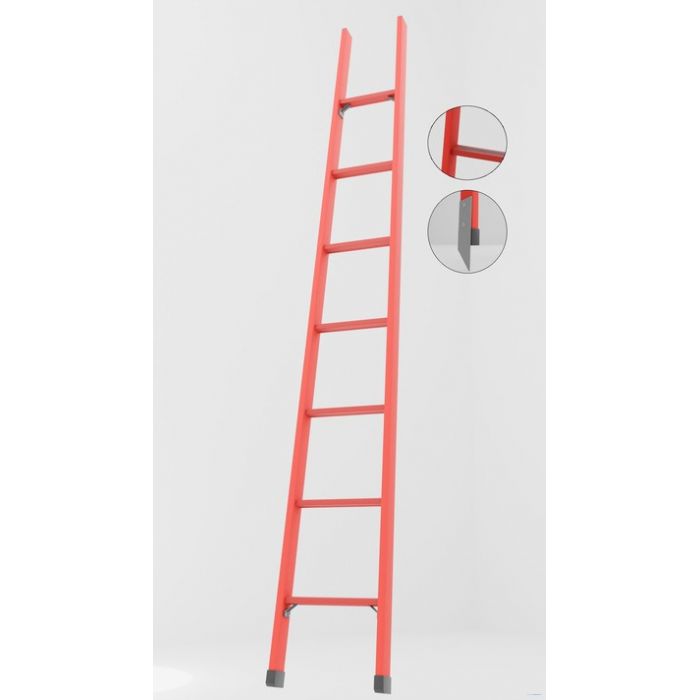 ЛСП-2,0АТМ лестница стеклопластиковая приставная Телеком, абразивное покрытие ступеней, металлические оконцеватели (Мягкий грунт) h=2000мм, ступ.7