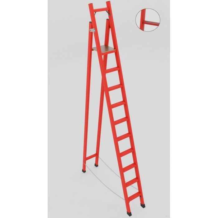 ССС-3,6М диэлектрическая стремянка с симметричной опорой, металлические оконцеватели (Мягкий грунт), h=3600мм, h рабочей площадки=2600мм, ступ.8