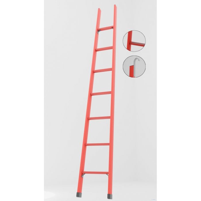 ЛСП-2,0АТК лестница стеклопластиковая приставная Телеком, абразивное покрытие ступеней, крюки h=2000мм, ступ.7