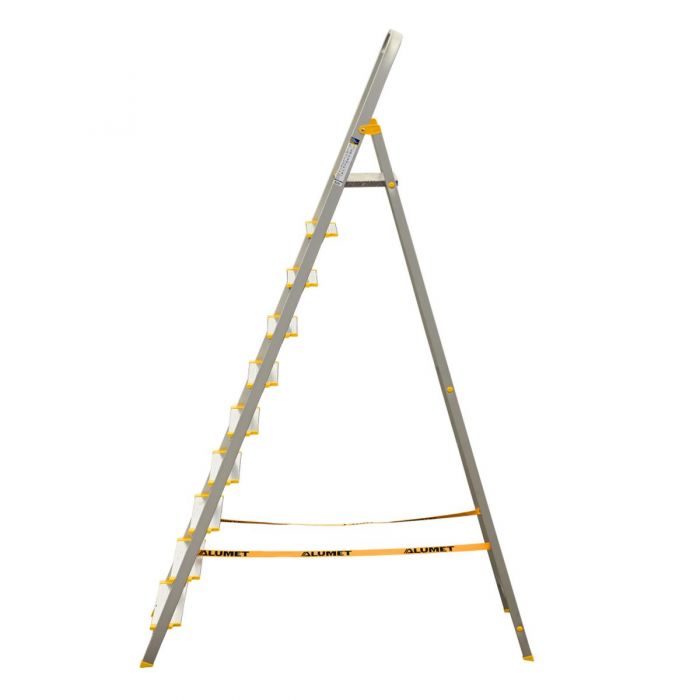 Стремянка с анодированным покрытием Alumet серии AS 10 широких ступеней