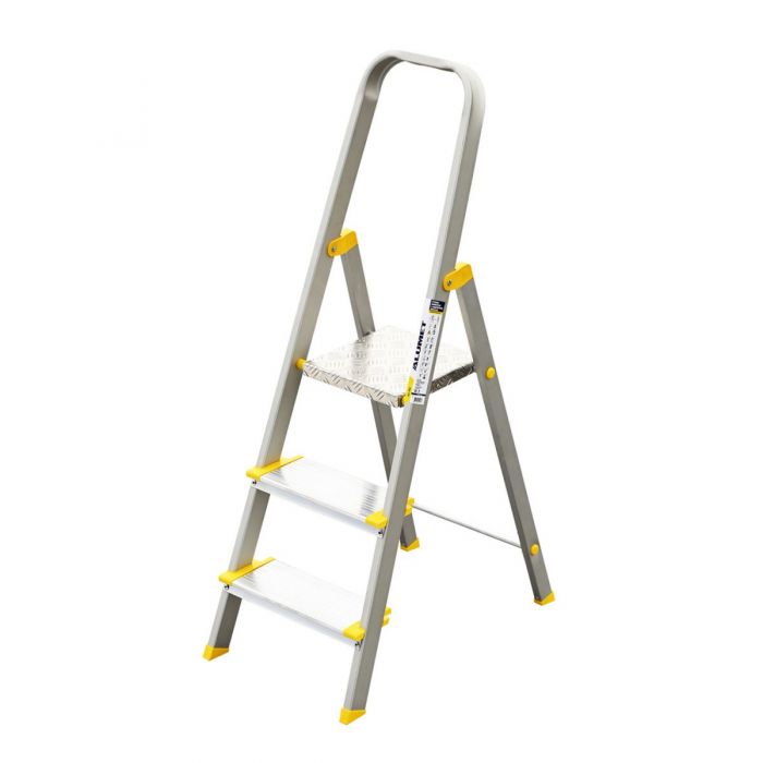 Стремянка с анодированным покрытием Alumet серии AS 3 широкие ступени