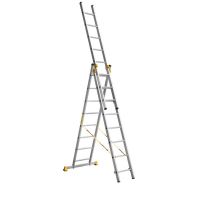 Лестница Alumet 3х8 ПРОФИ трехсекционные алюминиевые 9308