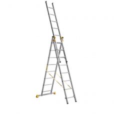 Лестница Alumet 3х8 ПРОФИ трехсекционные алюминиевые 9308