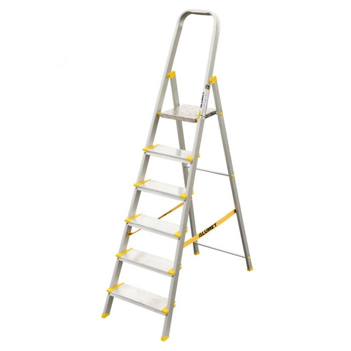 Стремянка с анодированным покрытием Alumet серии AS 6 широких ступеней