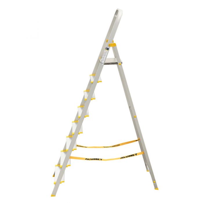 Стремянка с анодированным покрытием Alumet серии AS 8 широких ступеней