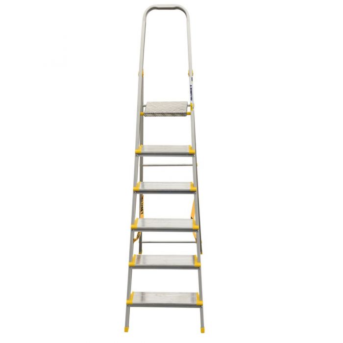 Стремянка с анодированным покрытием Alumet серии AS 6 широких ступеней