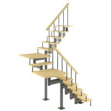 Модульная лестница Комфорт (c поворотом на 180 градусов) высота шага 225 мм