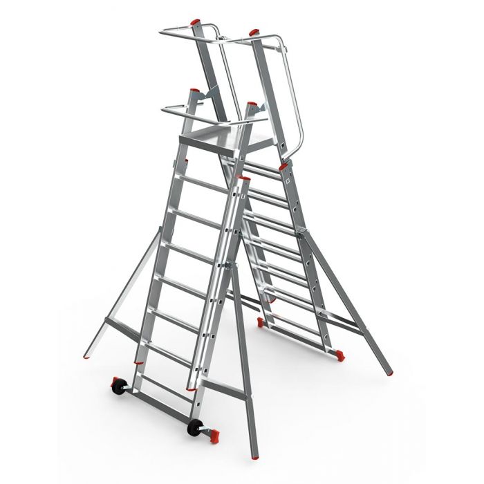 Телескопическая складная лестница-платформа Sarayli 2x7+2x7