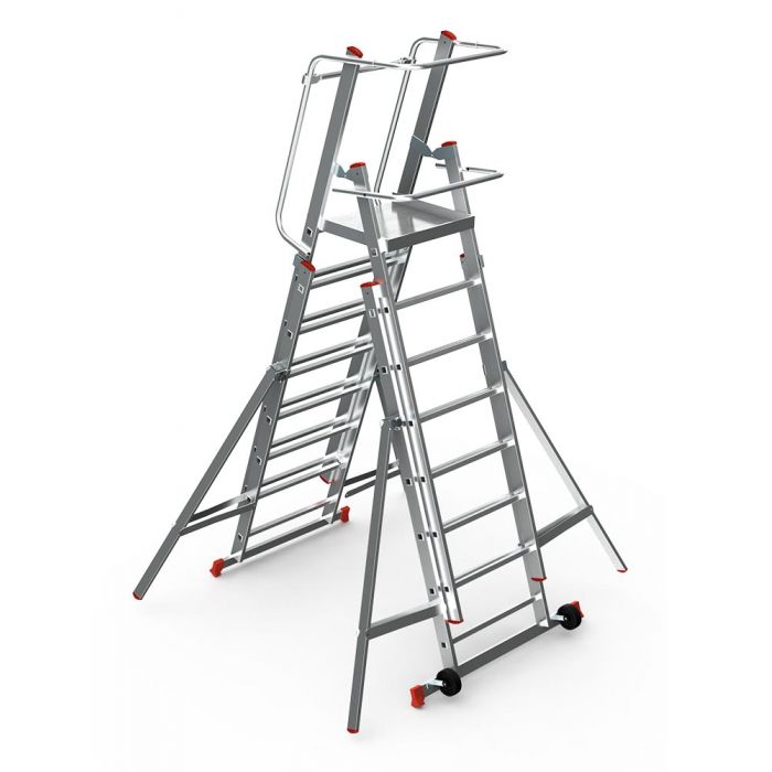 Телескопическая складная лестница-платформа Sarayli 2x7+2x7