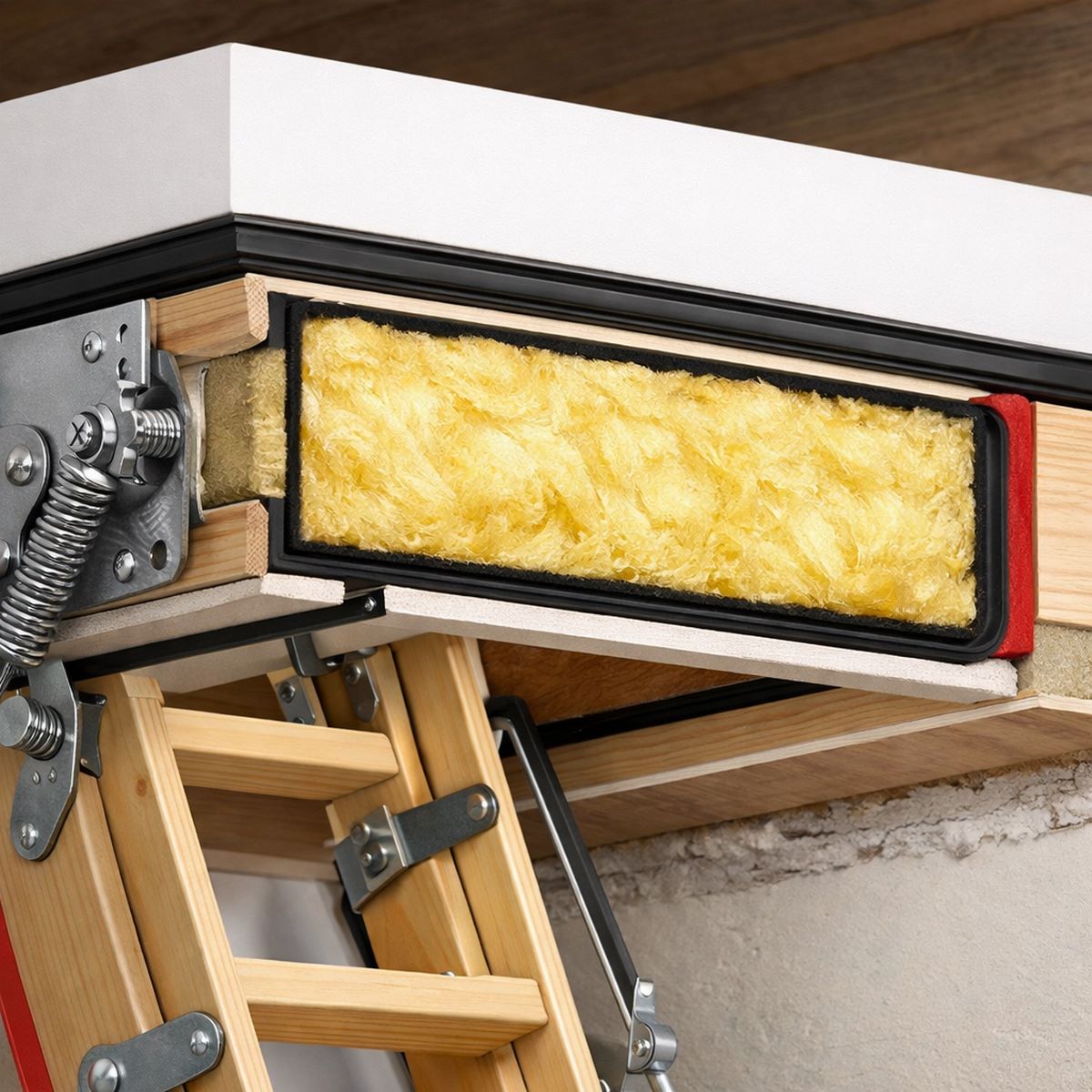 Конструкция утепленного люка чердачной лестницы с термоизоляцией