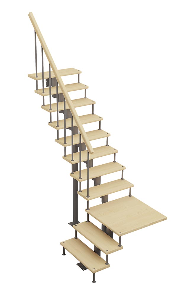Лестницы с поворотом ступеней на 90 градусов в дом на второй этаж — Латель